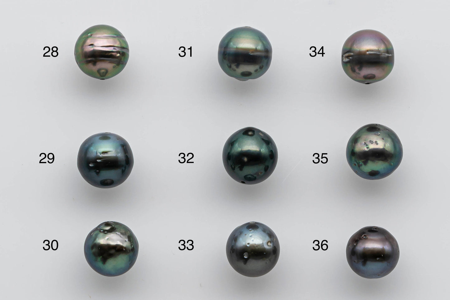 9-10mm Tahitian Pearl Near Round Single Piece with High Luster and Natural Colors, Blemishes and Predrilled Hole, SKU # 1384TH