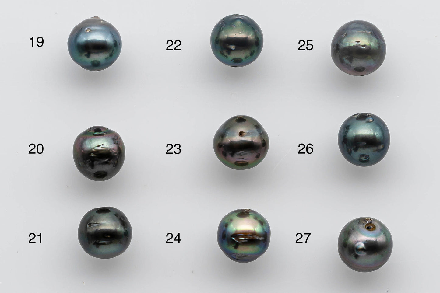 9-10mm Tahitian Pearl Near Round Single Piece with High Luster and Natural Colors, Blemishes and Predrilled Hole, SKU # 1384TH