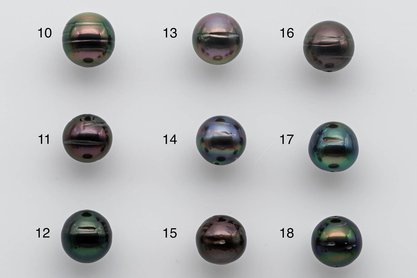 9-10mm Loose Tahitian Pearl Near Round with Super Nice Luster and Predrilled Hole, SKU # 1389TH