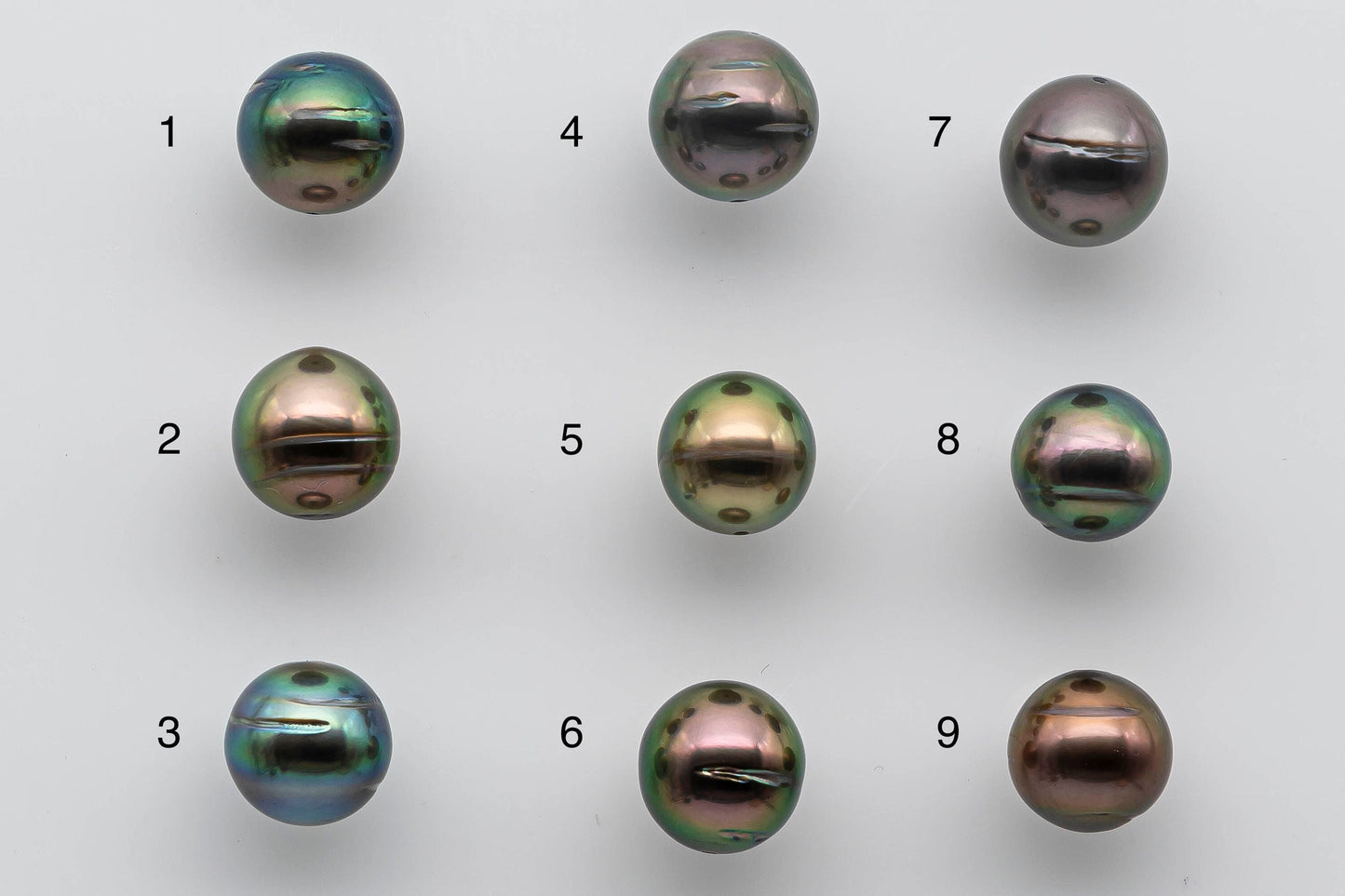 9-10mm Loose Tahitian Pearl Near Round with Super Nice Luster and Predrilled Hole, SKU # 1389TH