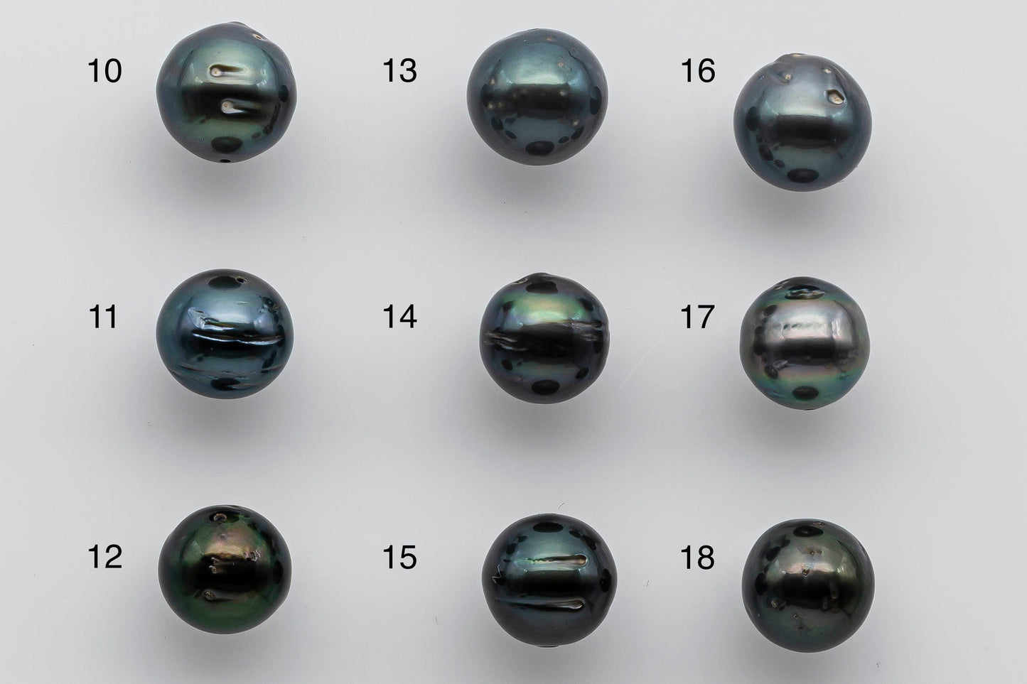 10-11mm Tahitian Pearl Loose Near Round with Luster and Blemish, Predrilled Hole, SKU # 1393TH