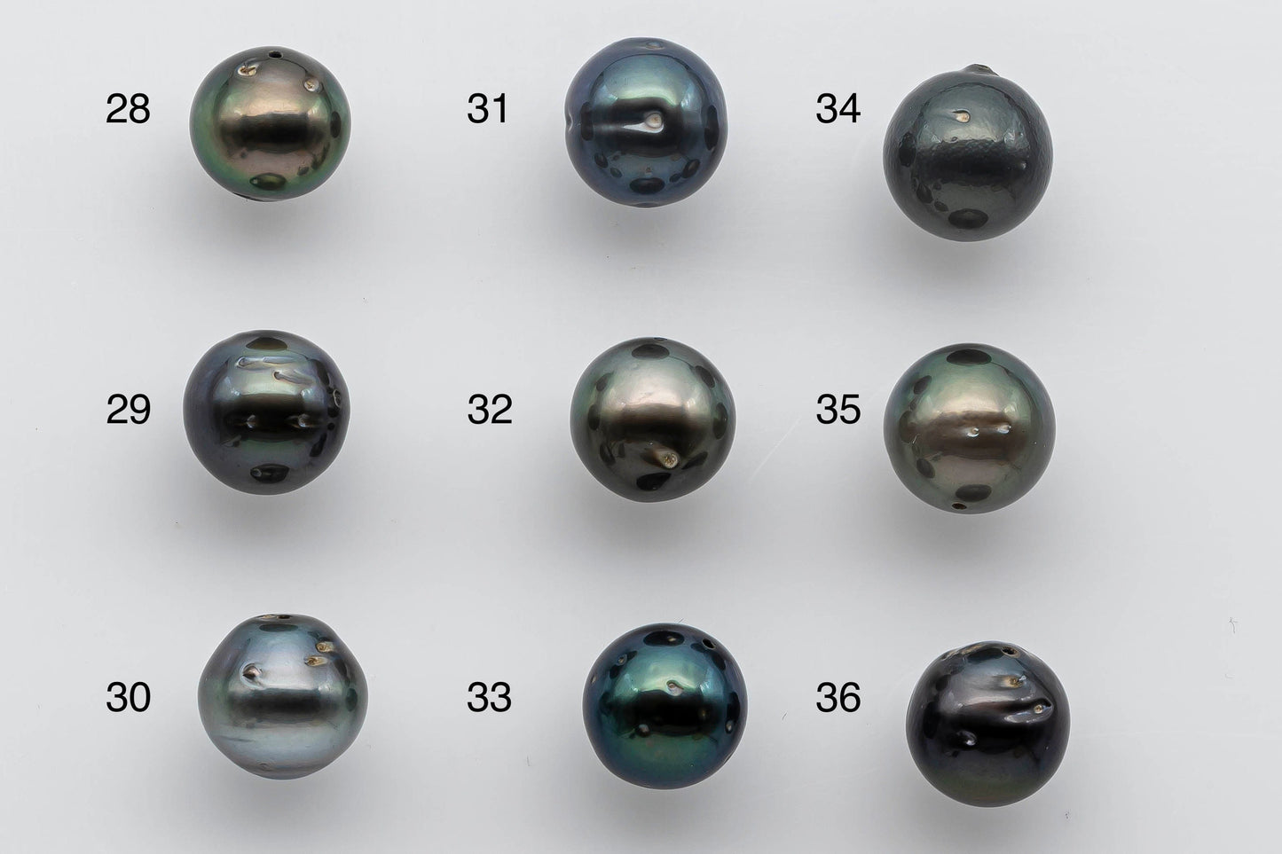 10-11mm Loose Tahitian Pearl Near Round in Natural Color and High Luster with Blemish, Predrilled Hole, SKU # 1394TH