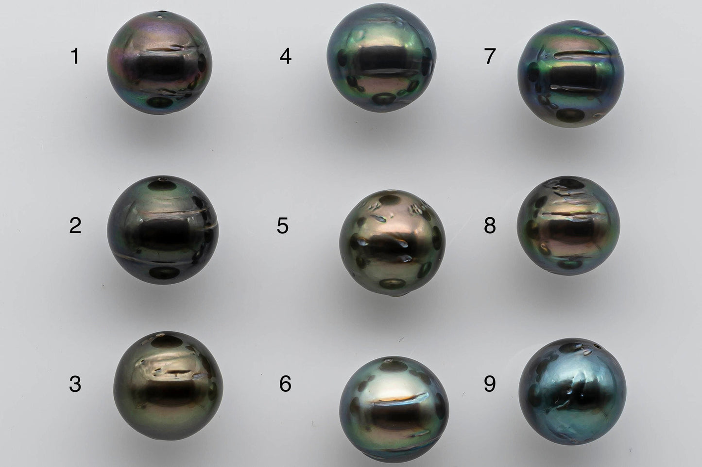 11-12mm Tahitian Pearl Loose Near Round in Natural Colors and High Lusters with Blemish, Predrilled Hole, SKU # 1396TH