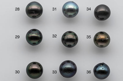 11-12mm Loose Tahitian Pearl Near Round with High Lusters and Natural Colors, Blemish and Predrilled Hole, SKU # 1397TH
