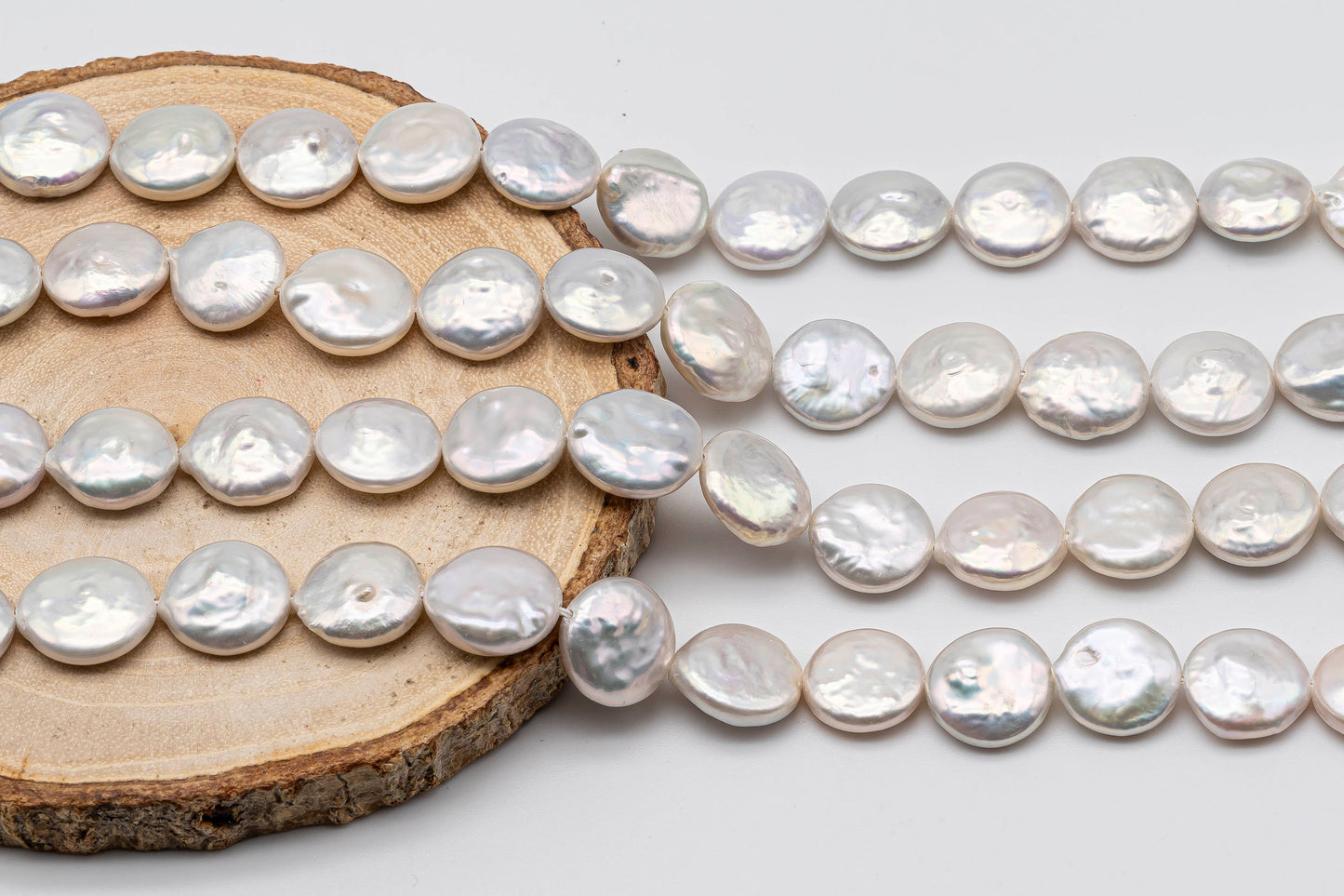 12-13mm Freshwater Coin Pearls in White Color with Nice Luster for Jewelry Making or Beading, SKU # 1364CN