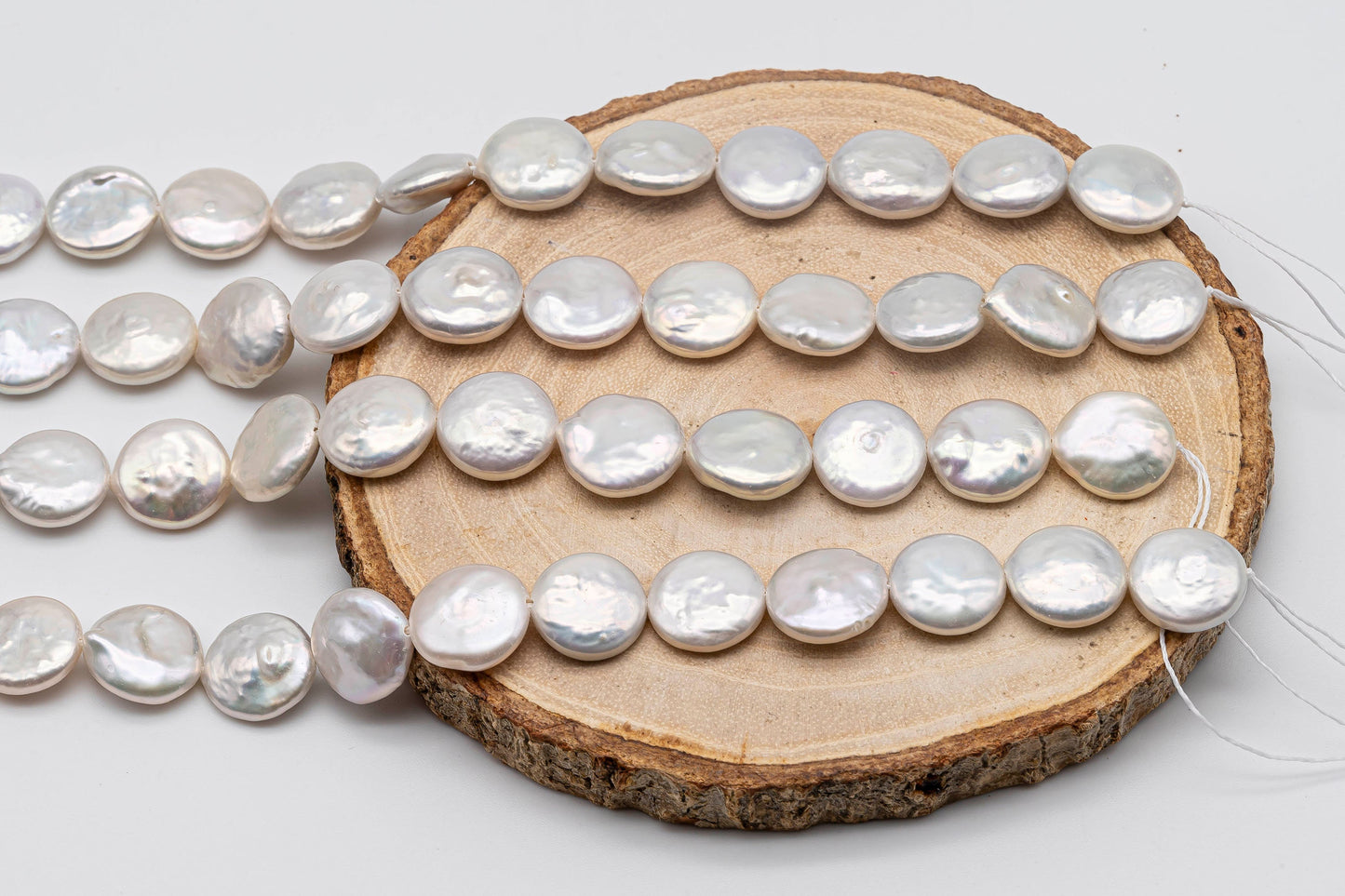 12-13mm Freshwater Coin Pearls in White Color with Nice Luster for Jewelry Making or Beading, SKU # 1364CN