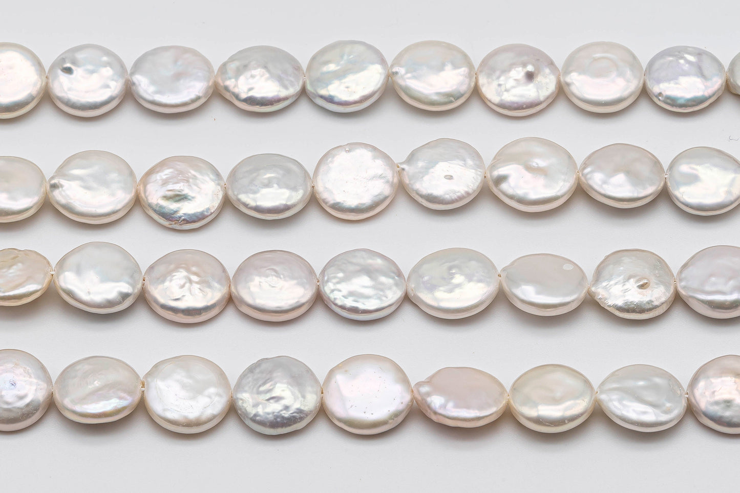 12-13mm Freshwater Coin Pearls in White Color with Nice Luster for Jewelry Making or Beading, SKU # 1364CN