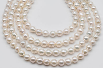 9-11mm Round White Edison Pearl Full Strand with Nice Luster, Freshwater Pearl Bead for Making Jewelry, SKU # 1366EP
