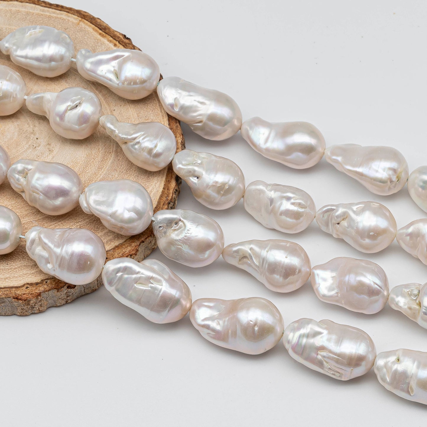 12-16mm Baroque Pearl Teardrop in White Color and High Luster for Jewelry Making, 4 Inch Strand or Full Strand, SKU # 1418BA