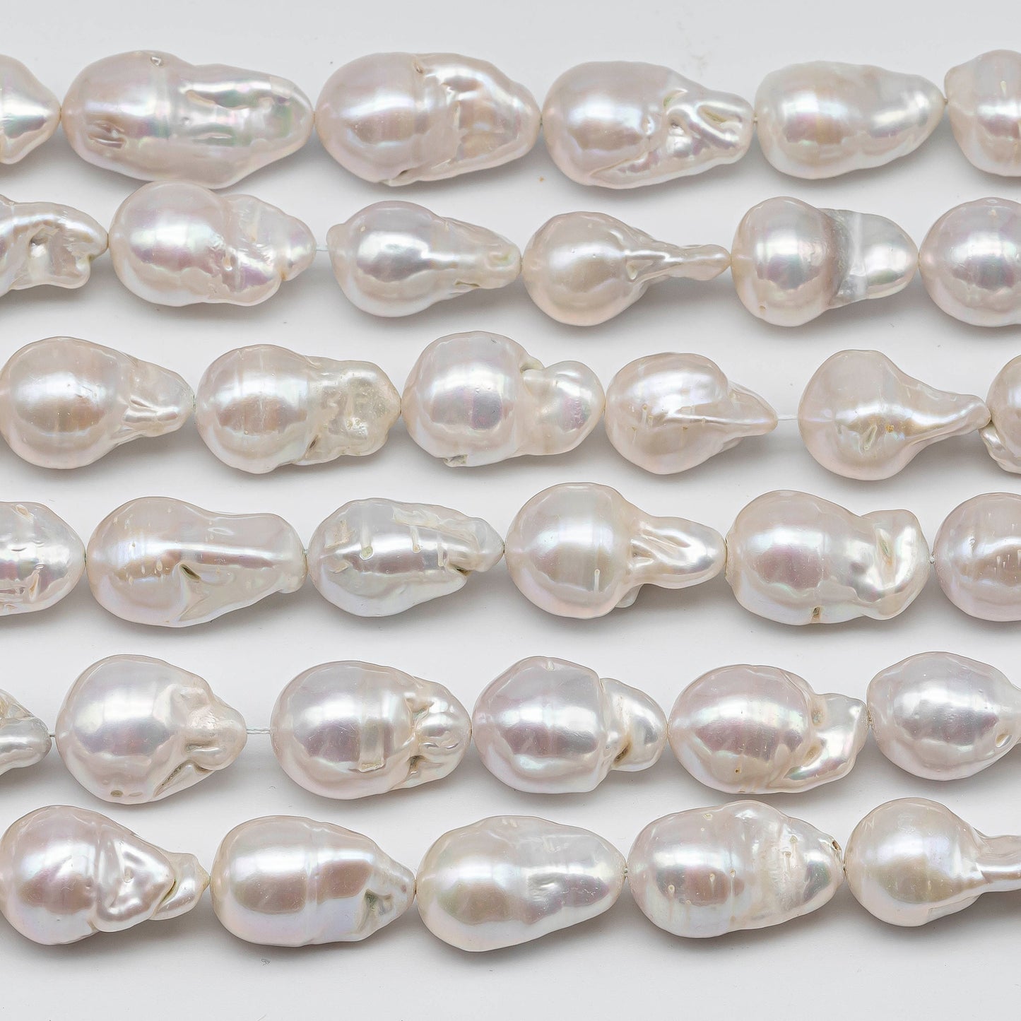 12-16mm Baroque Pearl Teardrop in White Color and High Luster for Jewelry Making, 4 Inch Strand or Full Strand, SKU # 1418BA