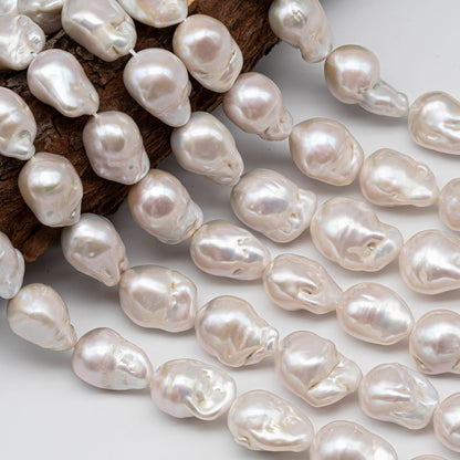 12-14mm Baroque Pearl with Nice Luster in Natural White Color, From 12x15mm up to 14x23mm, 4 Inch Strand or Full Strand, SKU # 1420BA