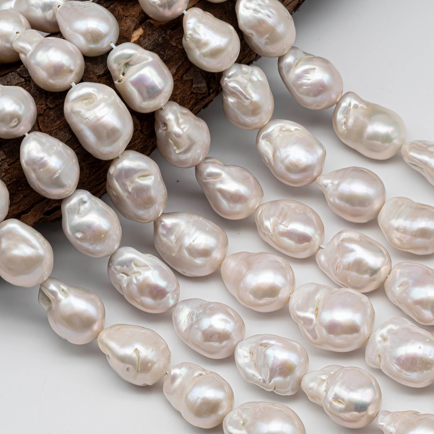 12-16mm Baroque Pearl with Nice Luster in Natural White Color, From 12x15mm up to 16x24mm, 4 Inch Strand or Full Strand, SKU # 1420BA