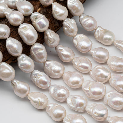 12-14mm Baroque Pearl with Nice Luster in Natural White Color, From 12x15mm up to 14x23mm, 4 Inch Strand or Full Strand, SKU # 1420BA