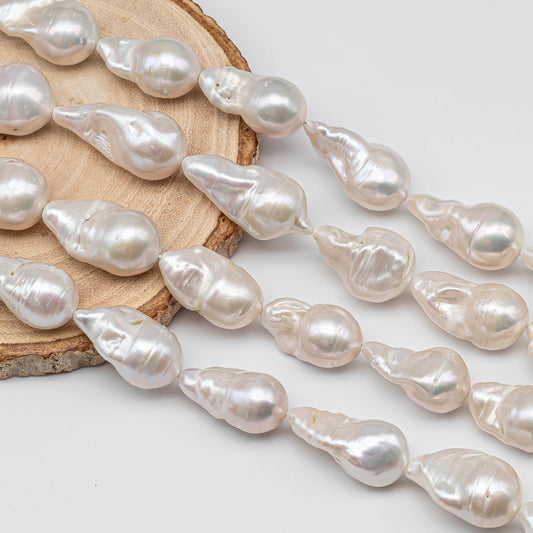 12-16mm Freshwater Baroque Pearl White Color with Nice Luster, 12x17mm Wide to 16x28mm Long, SKU # 1419BA