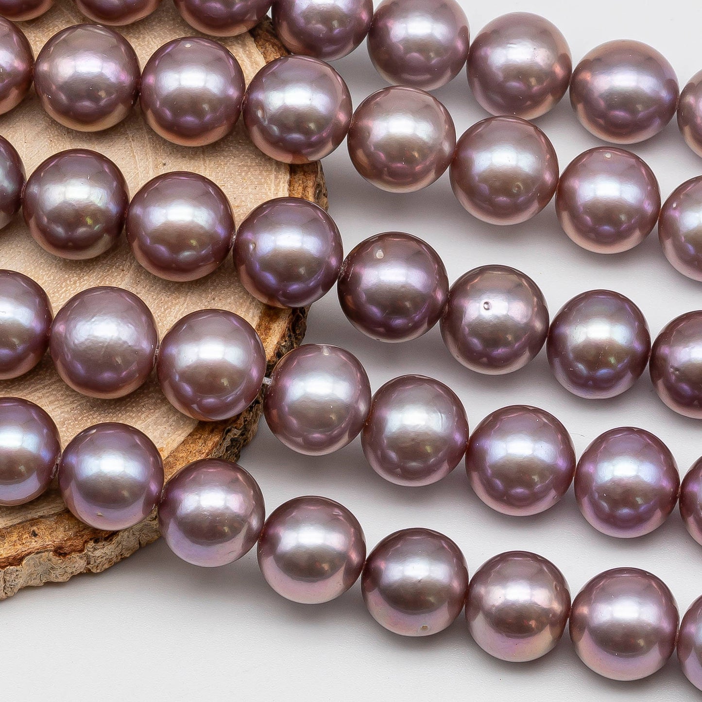 10-12mm Edison Pearl Natural Color in Dark Lavender with High Luster, Round Full Strand, SKU # 1422EP