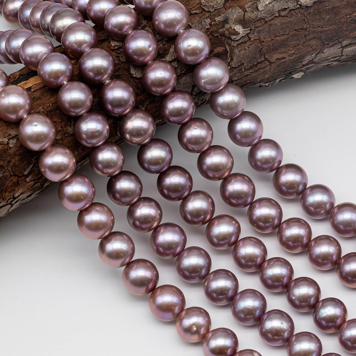 10-12mm Edison Pearl Natural Color in Dark Lavender with High Luster, Round Full Strand, SKU # 1422EP