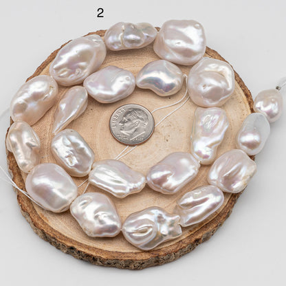 Freshwater Baroque Pearl Strands in Mixed Size from 11mm x 14mm up to 18mm x 33mm with High Luster and Full Strand, SKU # 1426BA