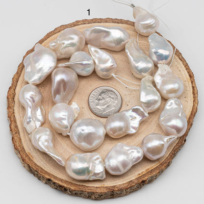 Freshwater Baroque Pearl Strands in Mixed Size from 11mm x 14mm up to 18mm x 33mm with High Luster and Full Strand, SKU # 1426BA