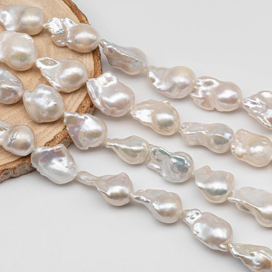 12-16mm Fireball Baroque Pearl with Smooth Surface and Beautiful Luster in Full Strand White Color, SKU # 1427BA