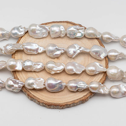 12-16mm Fireball Baroque Pearl with Smooth Surface and Beautiful Luster in Full Strand White Color, SKU # 1427BA