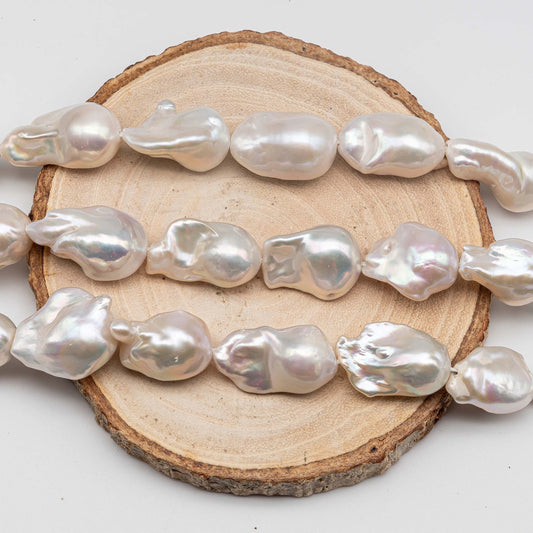 Freshwater Baroque Pearl Strands in Mixed Size from 11mm x 14mm up to 18mm x 33mm with High Luster and Full Strand, SKU # 1426BA