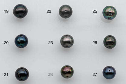 7-8mm Tahitian Pearl Loose Round with High Luster and Natural Colors with Blemishes in Single Piece Predrilled Hole, SKU # 1373TH