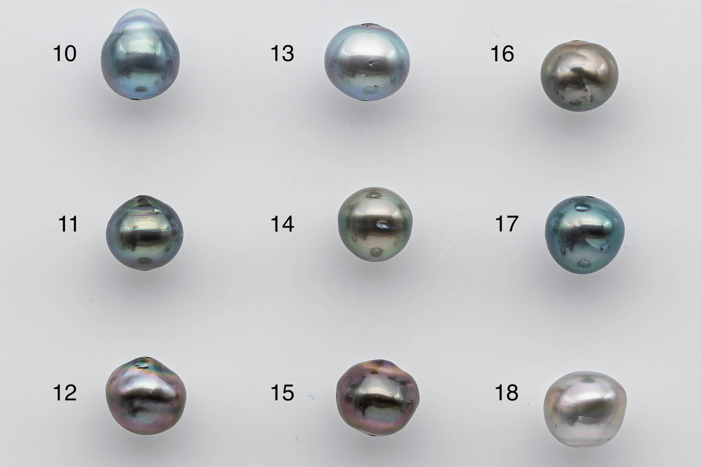 8-9mm Tahitian Pearl Loose Near Round or Teardrops with High Luster and Natural Color in Single Piece Predrilled Hole, SKU # 1375TH