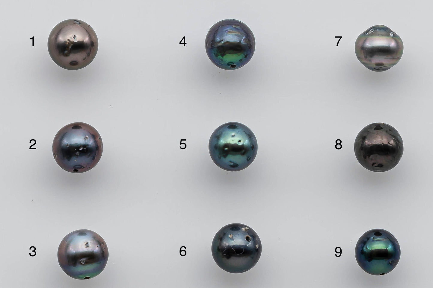 7-8mm Tahitian Pearl Loose Round with High Luster and Natural Colors with Blemishes in Single Piece Predrilled Hole, SKU # 1373TH