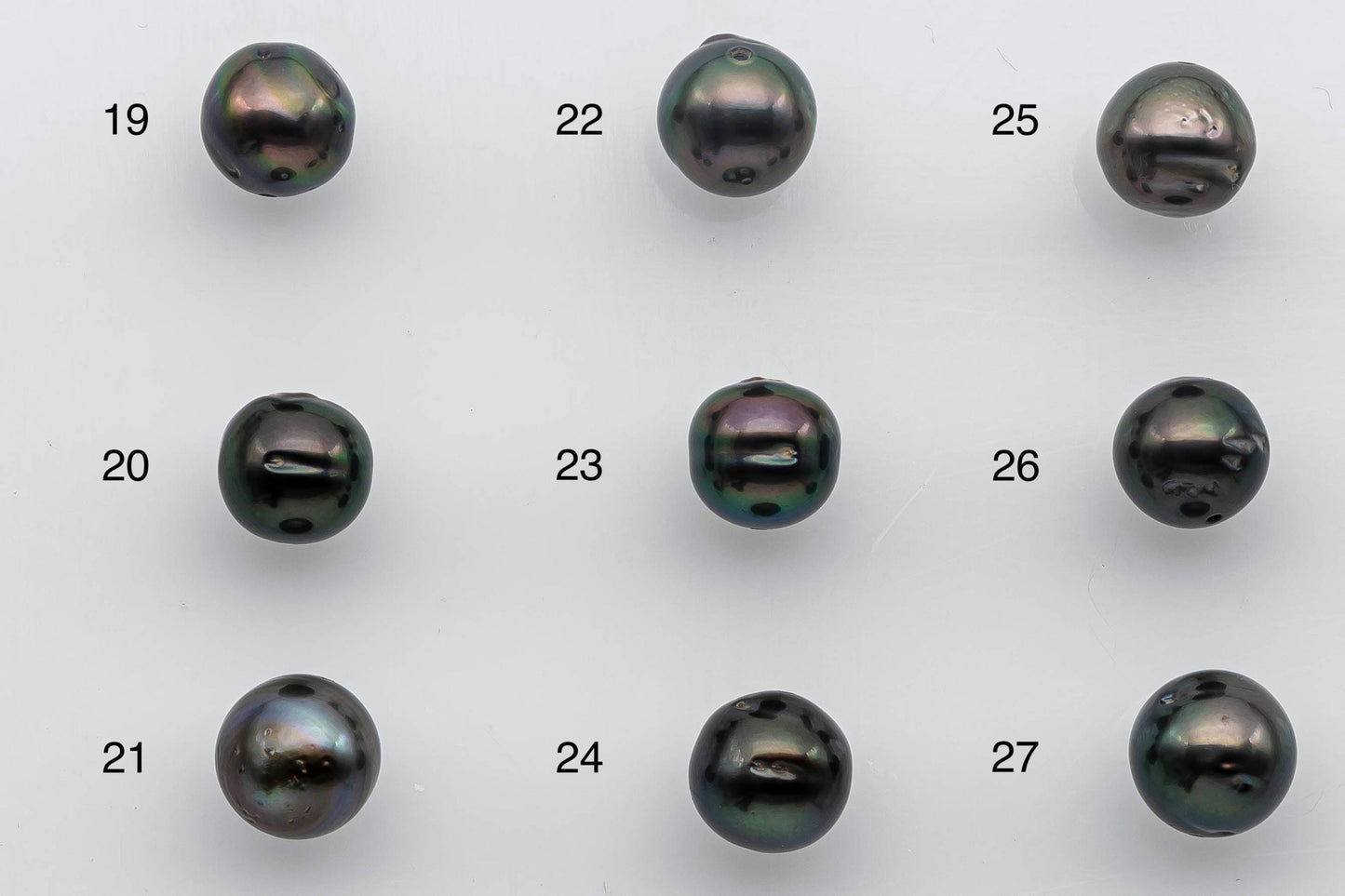 8-9mm Tahitian Pearl Loose Near Round with High Luster and Natural Color with Blemish in Single Piece Predrilled 0.8mm Hole, SKU # 1377TH