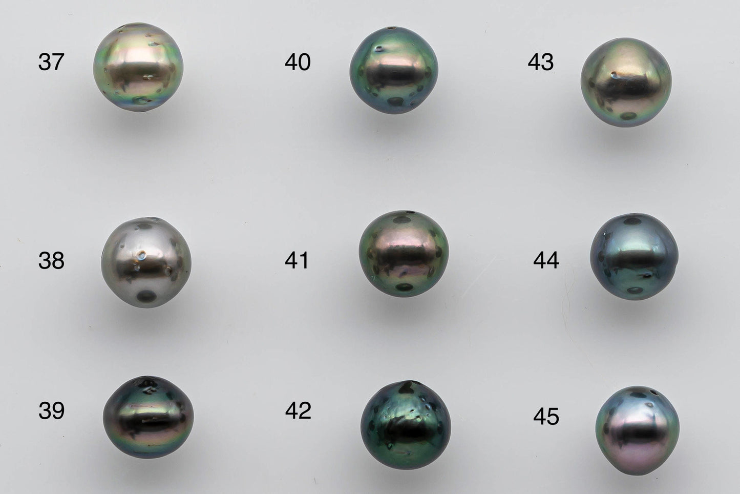 8-9mm Loose Tahitian Pearl Near Round with Multi Natural Color and High Luster with Blemish, Predrilled Hole in Single Piece, SKU # 1379TH