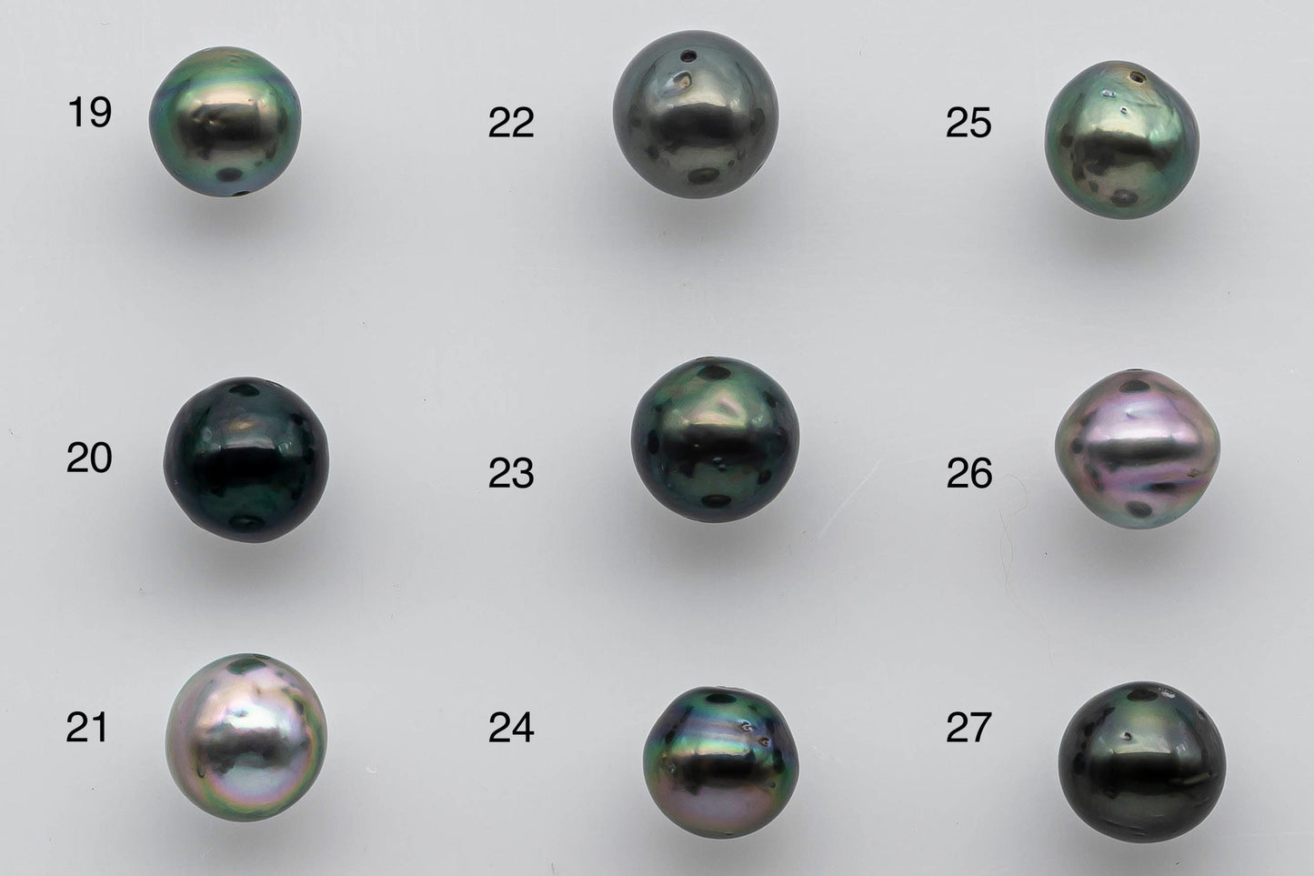 8-9mm Loose Tahitian Pearl Near Round with Multi Natural Color and High Luster with Blemish, Predrilled Hole in Single Piece, SKU # 1379TH