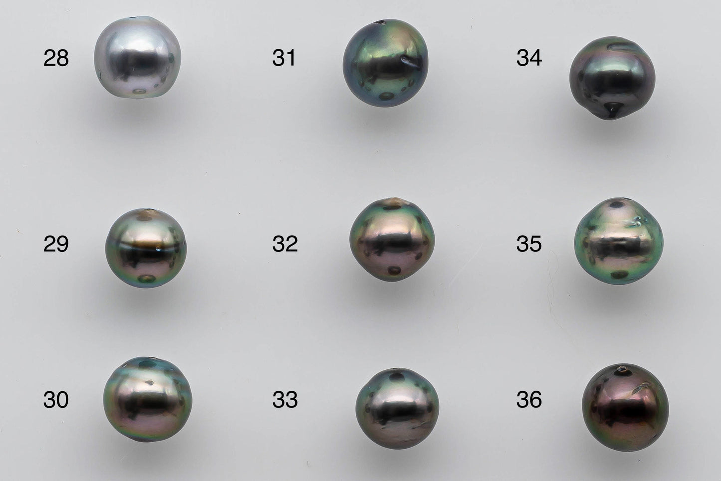 8-9mm Loose Tahitian Pearl Near Round with Multi Natural Color and High Luster with Blemish, Predrilled Hole in Single Piece, SKU # 1379TH