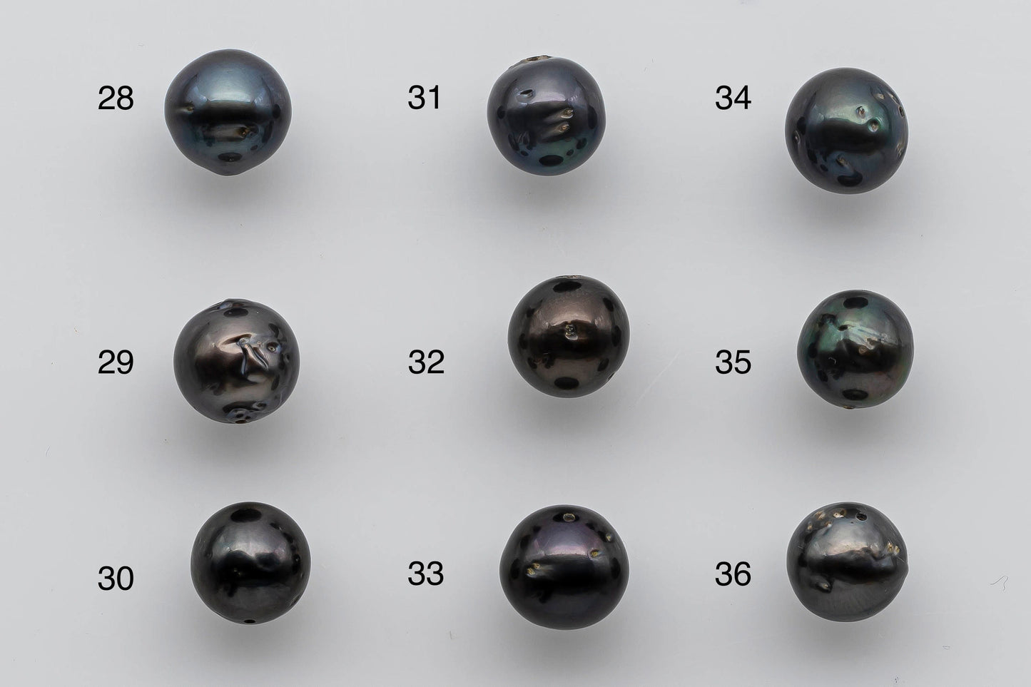 9-10mm Tahitian Pearl Loose Near Round in Dark Natural Colors with High Luster and Blemishes in Single Piece Predrilled Hole, SKU # 1381TH