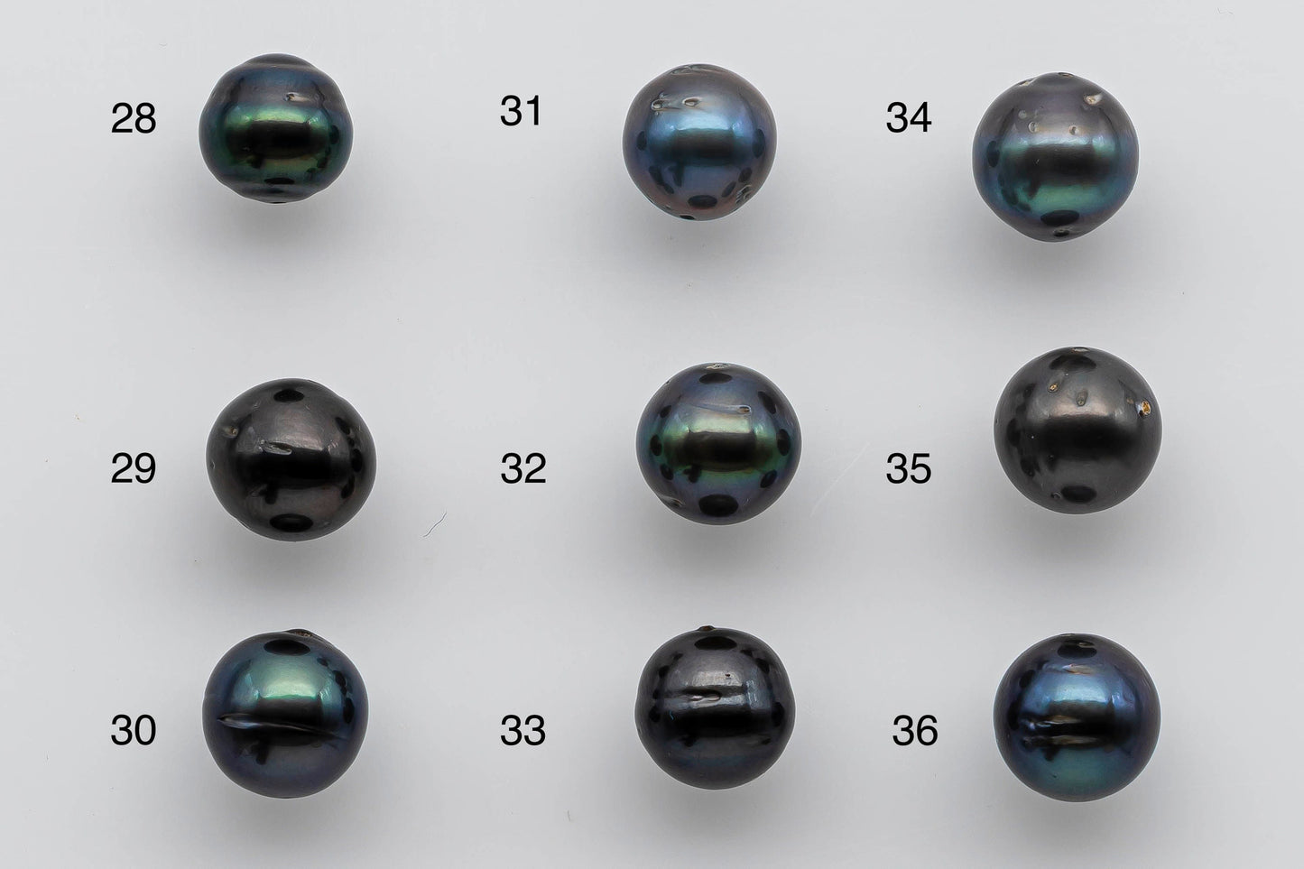 9-10mm Near Round Tahitian Pearl Loose Natural Colors with High Luster and Blemishes in Single Piece Predrilled Hole, SKU # 1383TH