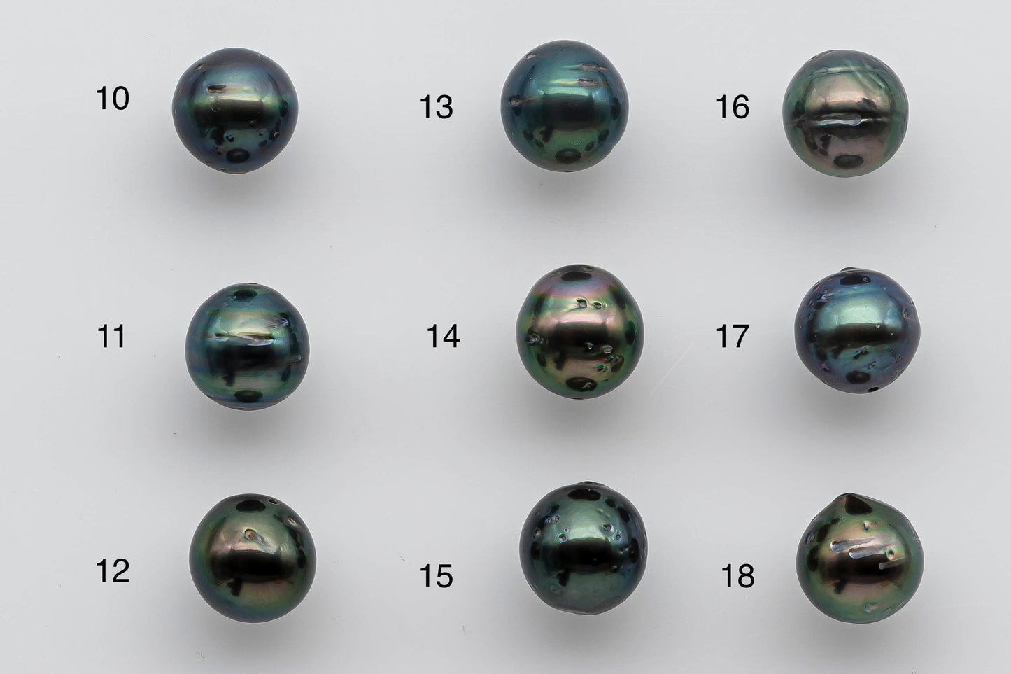 9-10mm Near Round Loose Tahitian Pearl in Natural Colors and Super High Lusters with Blemish, Predrilled Hole, SKU # 1385TH