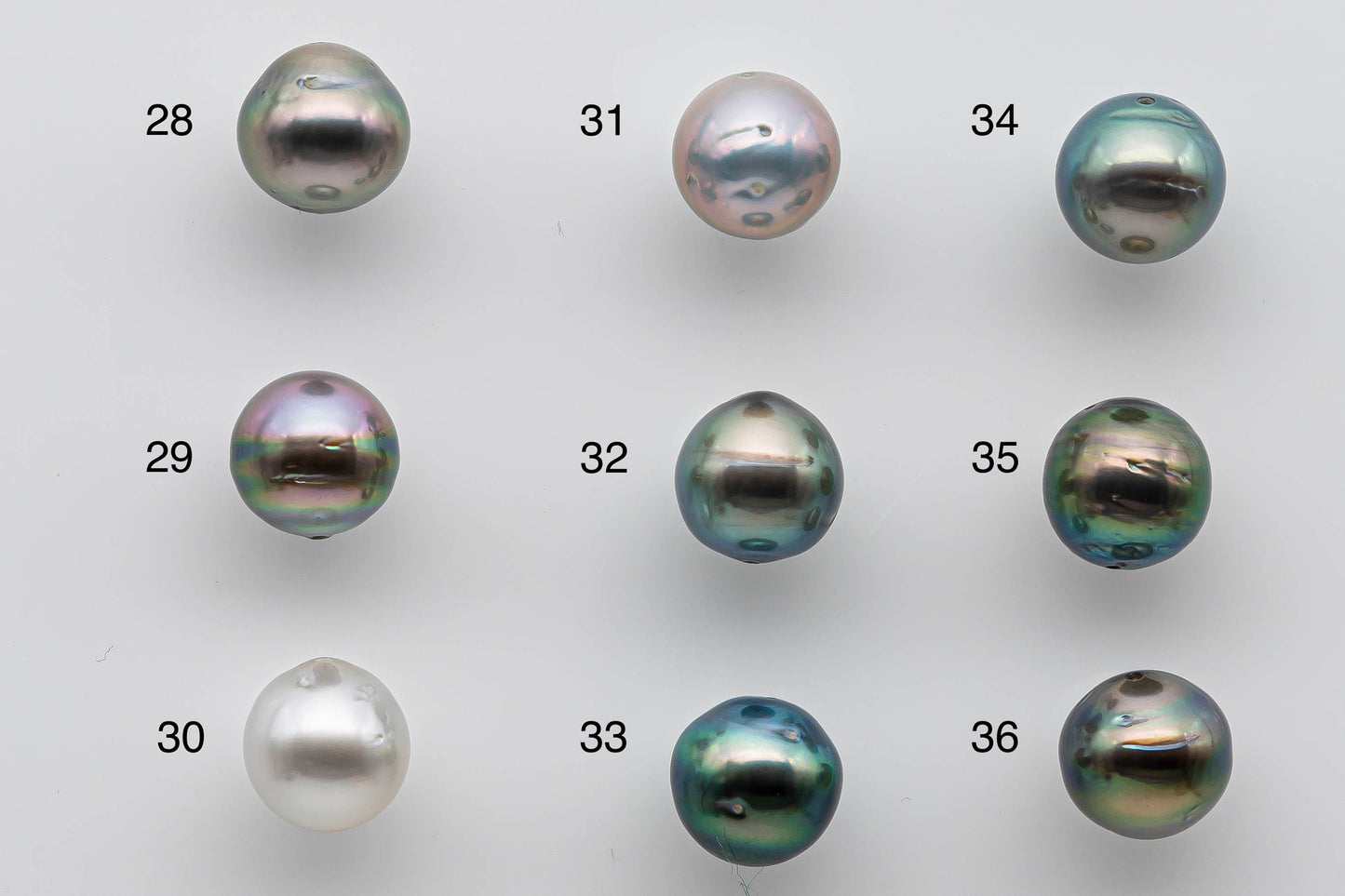 9-10mm Colorful Tahitian Pearl Loose Near Round with Natural Colors and High Lusters, Blemishes and Predrilled Hole, SKU # 1388TH