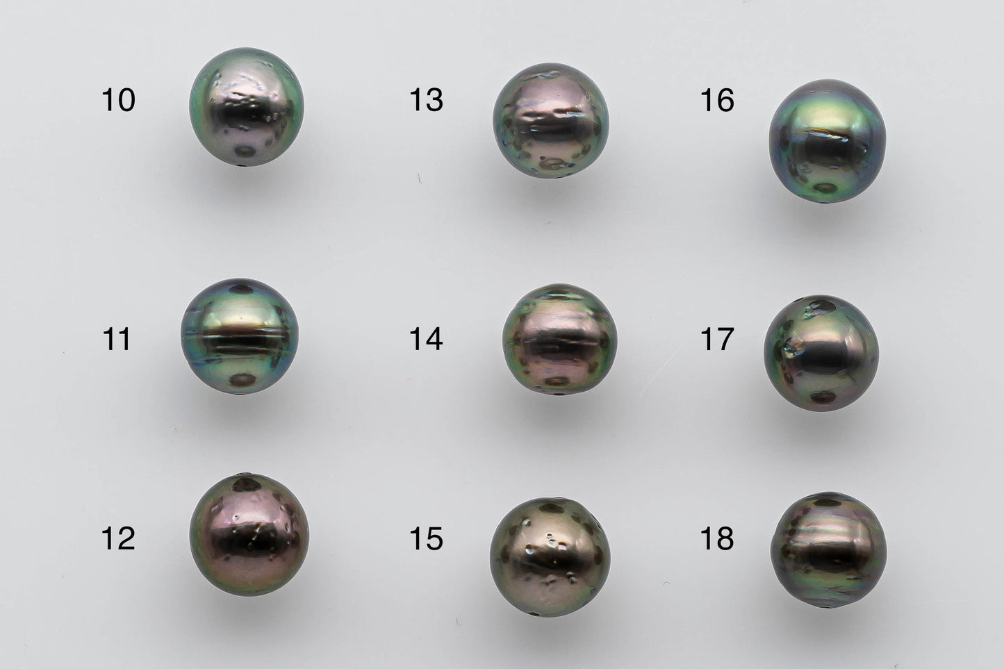 9-10mm Colorful Tahitian Pearl Loose Near Round with Natural Colors and High Lusters, Blemishes and Predrilled Hole, SKU # 1388TH