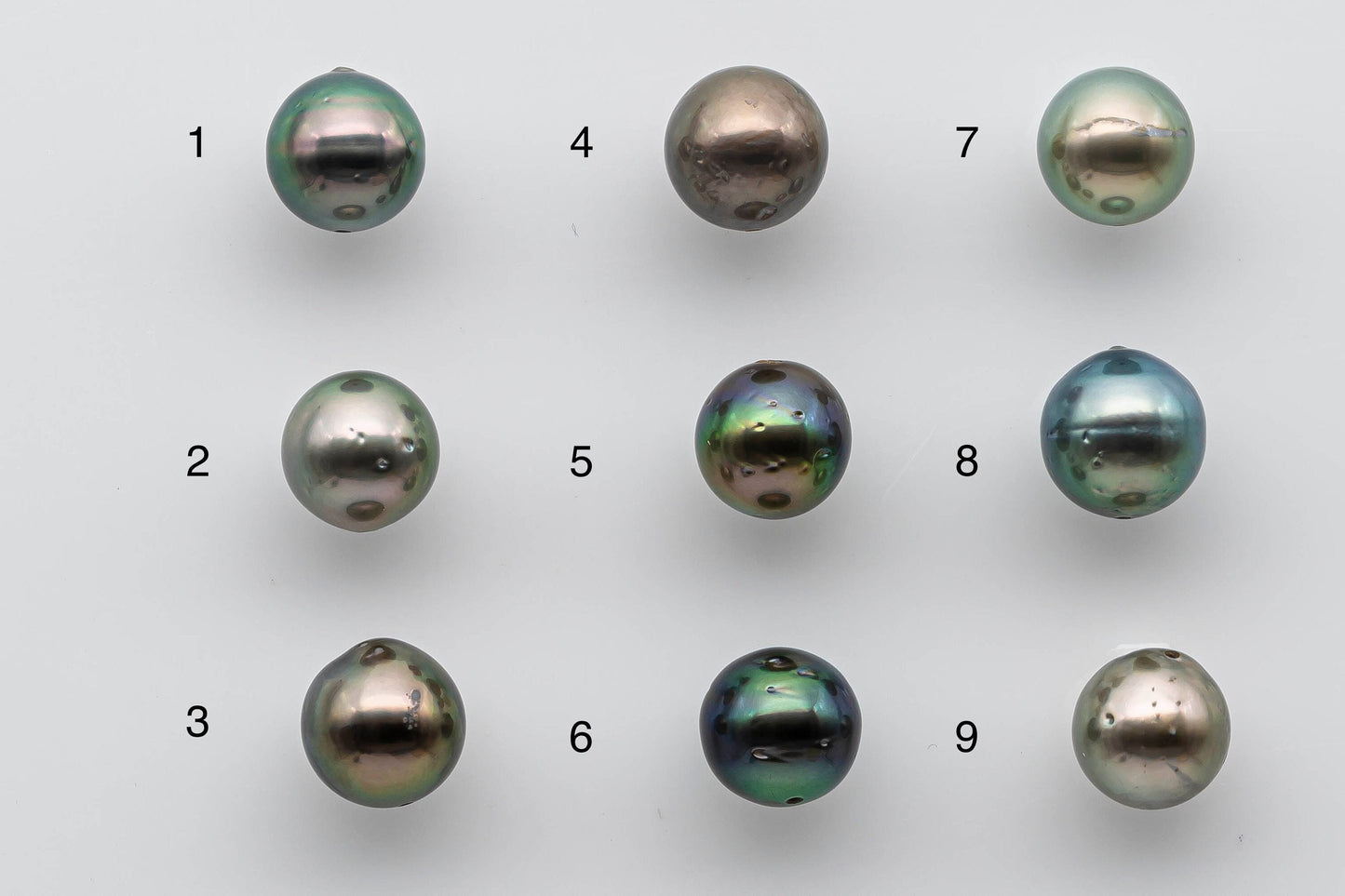 9-10mm Colorful Tahitian Pearl Loose Near Round with Natural Colors and High Lusters, Blemishes and Predrilled Hole, SKU # 1388TH