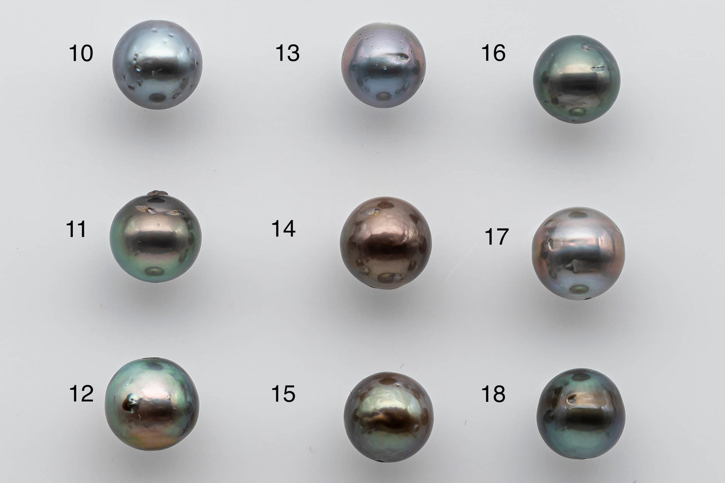 9-10mm Near Round Tahitian Pearl Loose with Luster and Blemish, Predrilled Hole, SKU # 1392TH