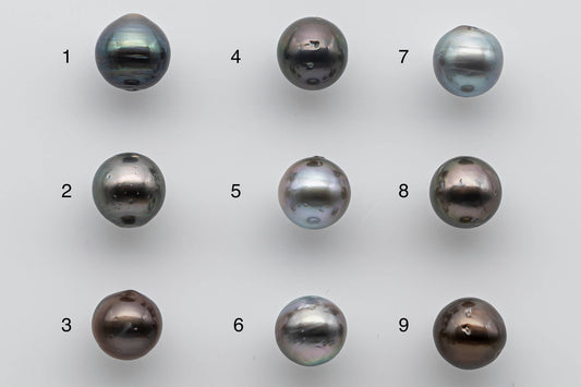 9-10mm Near Round Tahitian Pearl Loose with Luster and Blemish, Predrilled Hole, SKU # 1392TH