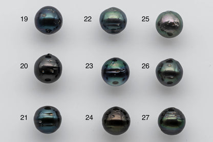 10-11mm Tahitian Pearl Loose Near Round with Luster and Blemish, Predrilled Hole, SKU # 1393TH
