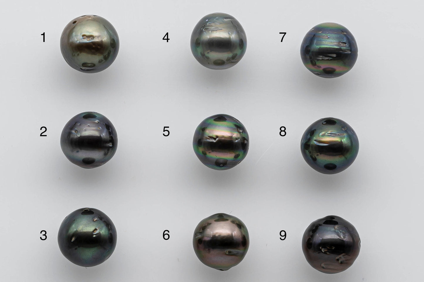 10-11mm Tahitian Pearl Loose Near Round with Luster and Blemish, Predrilled Hole, SKU # 1393TH