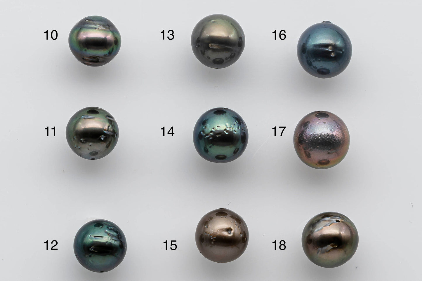 10-11mm Loose Tahitian Pearl Near Round in Natural Color and High Luster with Blemish, Predrilled Hole, SKU # 1394TH