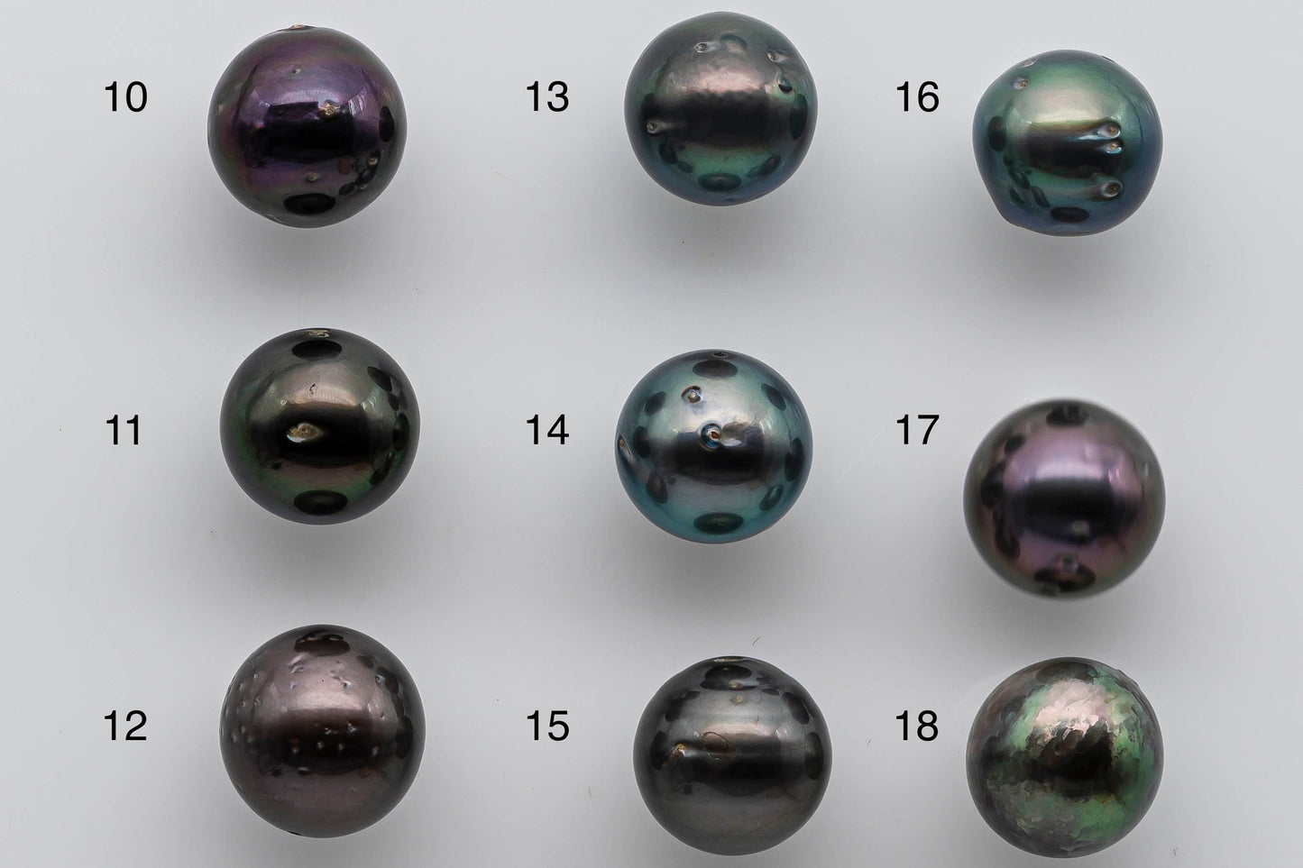 11-12mm Tahitian Pearl Loose Near Round in Natural Colors and High Lusters with Blemish, Predrilled Hole, SKU # 1396TH