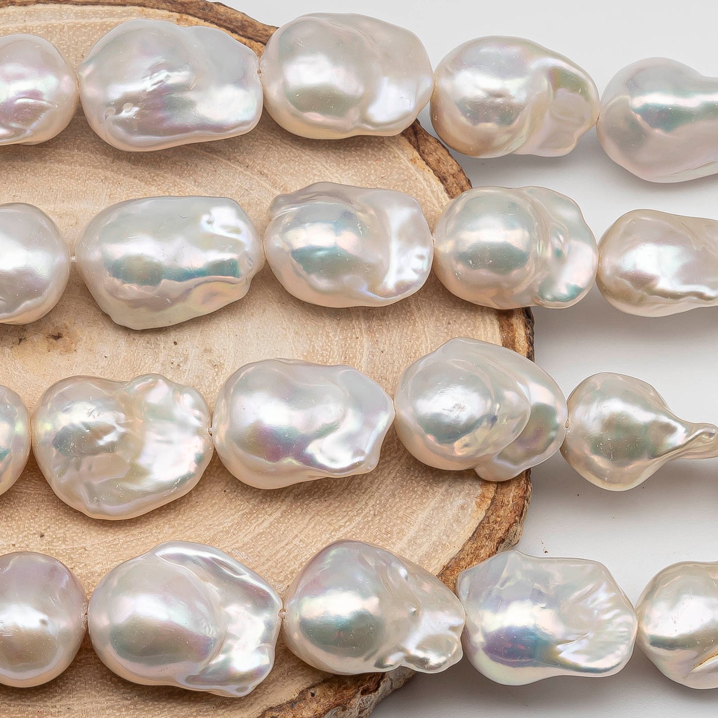 AAA 13-16mm Baroque Pearl with Smooth Surface and Amazing Luster, Freshwater Flameball Pearl Bead, 1 Pc, 4 Inch or Full Strand, SKU # 1437BA