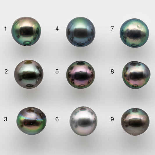 8-9mm Near Round Tahitian Pearl in Small Size with Amazing Natural Color and High Luster, One Single Piece Predrilled Hole, SKU # 1441TH