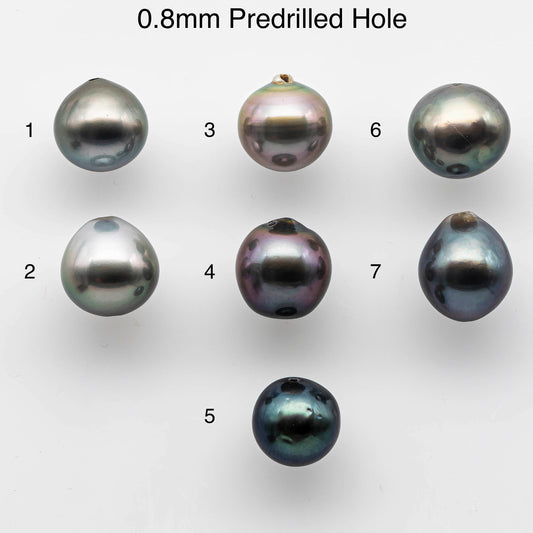 8-9mm Tahitian Pearl in Teardrop with High Luster and Natural Color, One Single Piece with Predrilled 0.8mm or 2mm Hole, SKU # 1442TH