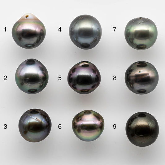 9-10mm Teardrop Tahitian Pearl in Natural Color and High Luster with Minor Blemish, 1 Single Piece with Predrilled Hole, SKU # 1443TH