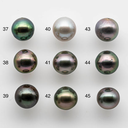 9-10mm Multi-Color Tahitian Pearl Near Round with High Luster in One Single Piece with Predrilled Hole, SKU # 1445TH
