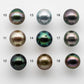9-10mm Multi-Color Tahitian Pearl Near Round with High Luster in One Single Piece with Predrilled Hole, SKU # 1445TH